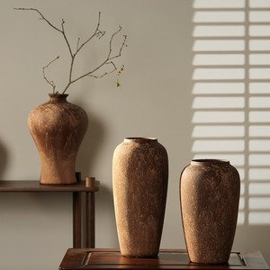 Vase en céramique rustique MSH Wabi-Sabi, style antique, pour décoration florale séchée d'hôtels et maisons d'hôtes - Product Image 1