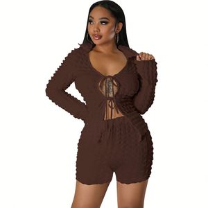 Completo due pezzi da donna Truen Primavera 2023: Cardigan casual tinta unita e pantaloncini coordinati - Collezione Han - Product Image 2