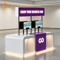 Kiosco de Exhibición para Tienda de Teléfonos, Kiosco Central de Centro Comercial con Letrero Luminoso y Pantallas Digitales Dobles para Venta Minorista de Electrónicos