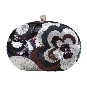 Bolso de mano brillante con lentejuelas florales para mujer, bolso de noche con cadenas de correa desmontables, bolso de mano para cóctel y boda - Product Image 1
