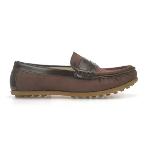 Moccasin Gommino รองเท้าโลฟเฟอร์ส้นเตี้ยแฟชั่น,รองเท้าหนังหุ้มข้อสูงสำหรับเด็กผู้ชายรองเท้าเดินหนังกลับนุ่มมาใหม่