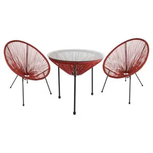 Chaise acupuncture en plastique rouge, ensemble de osier, mobilier de bistrot d'extérieur, Patio de jardin, en rotin, 12 pièces