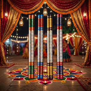 JR MS INDUSTRIES Palos de Madera Coloridos para Baile Dandiya y Entrenamiento de Agilidad en Navratri (Empaquetados) - Product Image 2
