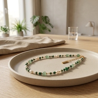 Delicado Collar de Perlas de Aventurina Verde, Regalo para Mujer, Gargantilla de Perlas de Concha para Mujer, Joyería