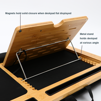 Table de bureau portable pliable en bambou avec support d'écran réglable et coussin inclinable pour usage domestique ou au bureau