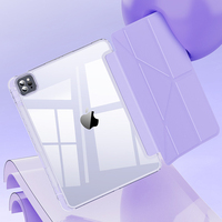Casing Tablet Anti Benturan dengan Slot Pena, Penyangga Lipat Bentuk Y, Bahan Kulit PU Akrilik Transparan untuk iPad 10.2 10.9 Air Pro 2025