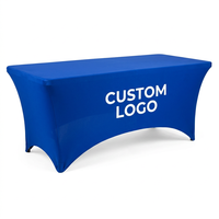 Nappe extensible personnalisée de 6 pieds avec logo |   Housse de table opaque en spandex 230GSM |   Nappe de table imprimée en couleur pour salon professionnel