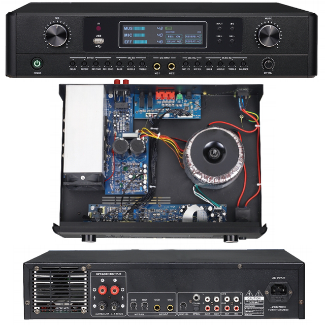 Kacaudio Professional Home Audio Amplifier 5 Microphone Tube Preamplifier Kit 2000W CNC Public Address System DJ Music Mono