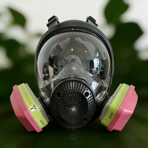 قناع تنفس كامل للوجه بفلتر ثنائي اللون مضاد للضباب بعدسة واسعة للسلامة الزراعية والصناعية - Product Image 2