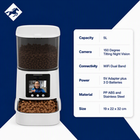 Distributeur automatique de nourriture pour animaux de compagnie WiFi 5L avec caméra de visioconférence bidirectionnelle, vision nocturne, reconnaissance IA, design portable et mignon pour chats et chiens