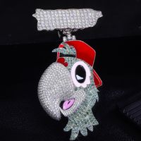 Pendentif Moissanite en argent S925 personnalisé Hip-Hop & Cross-Border Animal-Shape Parrot Charm Direct Factory Source