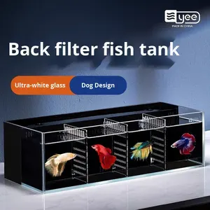Acquario in Vetro Ultra Bianco per Pesci Betta, Multi-Scomparto con Filtro Posteriore, Nessuna Cambio d'Acqua Necessario, Piccolo per Soggiorno - Product Image 5