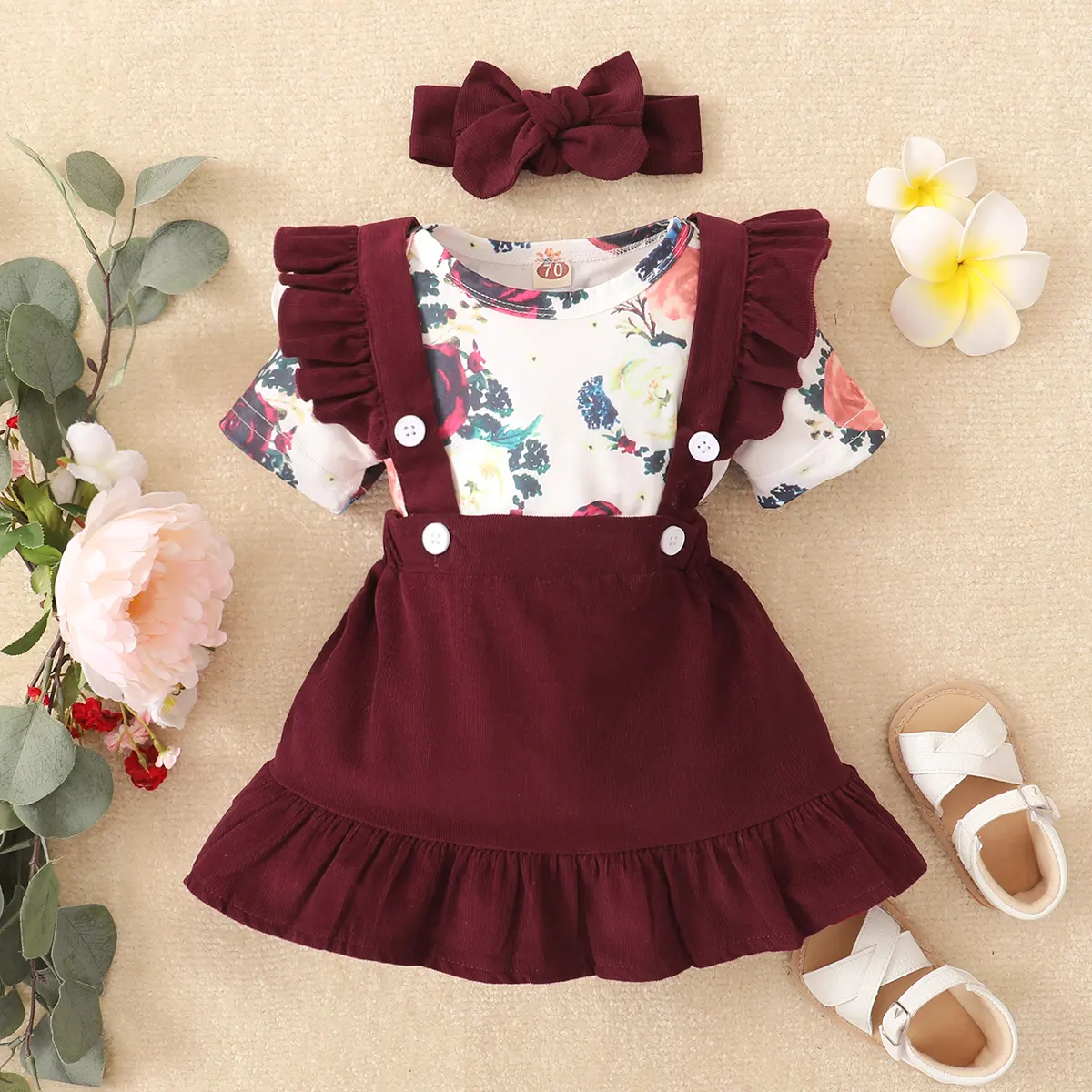 Großhandel Samt velour Baumwolle-Set Baby Mädchen modische Kleidung Babykleidung Neugeborene Mädchen Babykleider