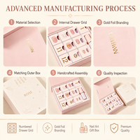 Caja de Regalo de Lujo Personalizada Hecha a Mano Rosa Magnética con 12 Compartimentos para Uñas Postizas, Calendario de Adviento, con Estampado en Relieve de Lámina Dorada Rígida