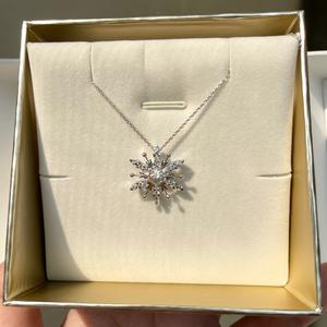 S925 Pure Silver Snowflake Zircon Necklace High-End Japanese <b>Frozen</b> Water Droplet Collarbone Chain Luxury Niche Crystal Necklace - Product Image 3