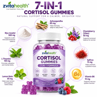 Gummies de suppléments de Cortisol à Marque Blanche, Vente en Gros, Véganes, Sans Sucre, Saveur Baies et Lavande pour Femmes, OEM