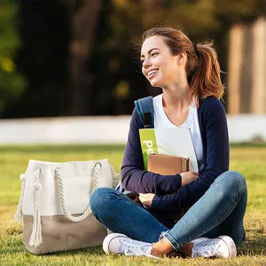 Logo personalizzato estate signore di grande capacità personalizzabile corda da spiaggia borsette borsette juta tela Tote Bag dalla cina