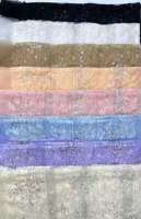 Tissu en dentelle florale bleu ciel en gros d'usine, maille de tulle perlée de sequins argentés pour robe de mariée et de soirée
