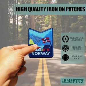 แผ่นปักลาย CustomNorway ขนาด 3 นิ้ว รีดติดหรือเย็บติดได้ ของตกแต่งผ้าสำหรับเดินทาง ของขวัญ - Product Image 5