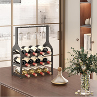 Porte-vin sur pied en fer minimaliste moderne avec support pour 6 bouteilles et 4 verres, meuble de maison