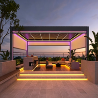 Pergola Grande Taille Personnalisée en Aluminium à Lames Orientables Écologique Anti-UV avec Toit Électrique Rabattable et Stores Enrouleurs Occultants Intégraux Robustes