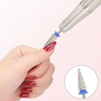 Broca de carburo de tungsteno de 6.0mm con forma de cono cónico y deflector antipolvo para construcción de uñas en capas y eliminación de gel, suministros para salón de uñas