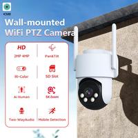 Caméra de sécurité WiFi sans fil PTZ ICSEE, caméra CCTV extérieure, rotation PTZ, vision nocturne couleur, caméra ONVIF
