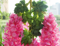 Nouvelle fleur artificielle en plastique de glycine à haute densité, fleur de glycine suspendue pour salon, décoration murale