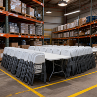 Table pliante d'extérieur résistante aux intempéries en plastique HDPE de 6 pieds avec cadre en acier pour sièges de concert