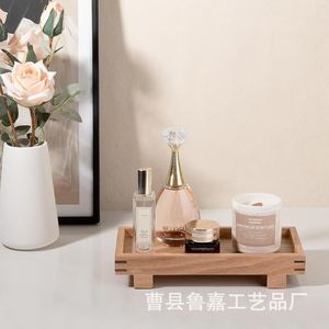 Solid Wood Storage <b>Tray</b> Rectangle Multifunction Desktop Organizer For <b>Perfume</b> Bottle Washbasin Plant Stand - Product Image 2