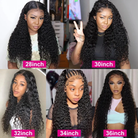Perruque de Cheveux Humains Indiens Naturels Lace Frontale Longueur 30-40 Pouces HD Lace Frontal Wig Ondulée Profonde Sans Colle avec Cheveux de Bébé