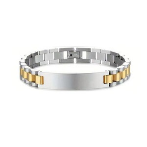<span class=keywords><strong>Bracciale</strong></span> da Uomo Curvo in Acciaio Inossidabile di Lusso 2025, Best Seller, <span class=keywords><strong>con</strong></span> Barra Incisa per Scritte Personalizzate - Product Image 4