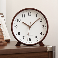 Jam Meja Kayu Gaya Minimalis Modern Jam Quartz Senyap 8/10 Inci, Jam Dekorasi Meja untuk Kamar Tidur dan Ruang Tamu