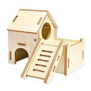 Casa de Madera para Hámster con Escalera, Refugio Resistente a Mordeduras para Mascotas, Juguete para Animales Pequeños, Casa de Juegos de Forma Rectangular, Construcción de Madera Sólida - Product Image 2