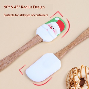 Spatola per Crema in Silicone Alimentare con Manico in Legno di Faggio Design Natalizio Utensile per Mescolare Burro e Cucinare - Product Image 3