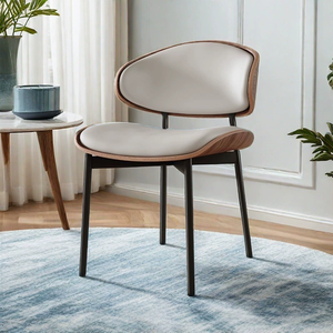 Sillas de mesa de comedor de madera maciza de diseño moderno Sillas de café de sala de estar de cuero de color personalizado - Product Image 4