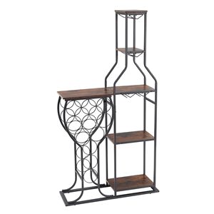Scaffale Portabottiglie da 11 Bottiglie per Bar Domestico, Cucina, Sala da Pranzo, con Porta Bicchieri Sospeso, 5 Ripiani Autoportanti - Product Image 6
