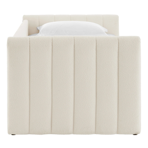<span class=keywords><strong>Lit</strong></span> d'appoint double avec <span class=keywords><strong>lit</strong></span> <span class=keywords><strong>gigogne</strong></span>, silhouette épurée, tissu bouclé capitonné, pour chambre d'hôtes - Product Image 4