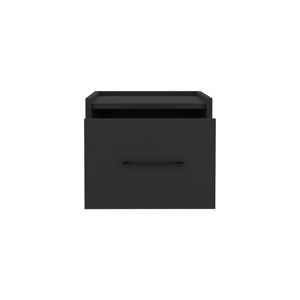 DB Yorktown Modern Solid Oak <b>Floating</b> Nightstand Space-Saving Design with Handy <b>Drawer</b> for Bedroom Surface Black - Product Image 4