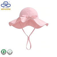 Sombrero de Pescador con Lazo Rosa y Borde Ondulado, Protección Solar, con Correa Magnética para la Barbilla, para Niños, Playa y Actividades al Aire Libre, Venta al Por Mayor de Fábrica