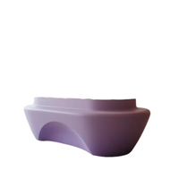 Mostrador de Recepción Comercial Extensible con Diseño Moderno y Elegante de Flores de Lavanda, Barra Curva Creativa para Oficinas, Edificios, Centros Comerciales y Hoteles, en PETG