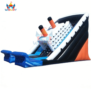 Glissade gonflable de camion de pompiers à deux voies bleue et blanche de grande taille, prix d'usine, pour enfants et adultes - Product Image 3