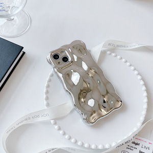 Étui de téléphone en TPU haut de gamme pour iPhone 15 Pro Max 16 Nouveau modèle 14/13 Couleur unie Realme Électroplaqué Effet d'eau Ripple Grip - Product Image 4