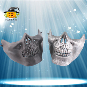 Máscara de media cara con diseño de calavera Fankasi, color negro, plateado, rojo y blanco, accesorios para fiestas de Halloween - Product Image 2