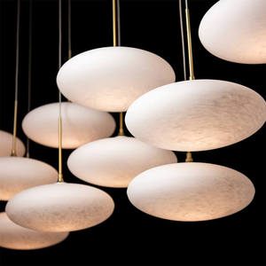 Lámpara de Techo Lineal de Cristal con Forma de Nube Nórdica para Comedor, Moderna, Rectangular, Altura Ajustable, Simple, de Cristal - Product Image 5