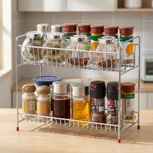 Elegant Design Durable Glass & Metal Spice <b>Rack</b> Space Saving for Efficient Tableware <b>Storage</b> - Product Image 5