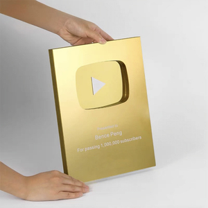 Custom Youtube Video Silver Gold Metal <strong>Trophies</strong> <strong>Plaques</strong> Laser Engraved UV Color Print LOGO <strong>Trophy</strong> Awards <strong>Plaques</strong> - Product Image 6
