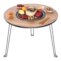 Mesa de té redonda multifuncional de madera para asar a la parrilla, mesa de comedor moderna para interiores y exteriores, para balcón y jardín