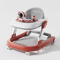 Trotteur pliable multifonctionnel pour bébé avec base élargie en plastique, fonction assise et poussée, anti-basculement