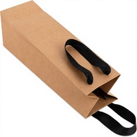 Sac en papier kraft écologique personnalisé à faible MOQ pour bouteille de vin unique avec poignée, idéal pour l'emballage de cadeaux de fêtes